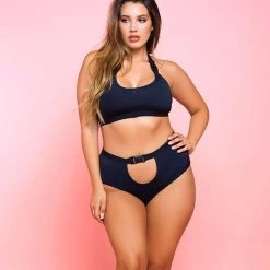 Glitter Women Buckle Up Bra Set