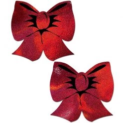 Pastease Bow: Holographic Red Bows Nipple Pasties
