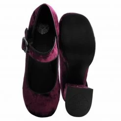 TUK A9441L Burgundy Velvet Mary Jane Marley Heel