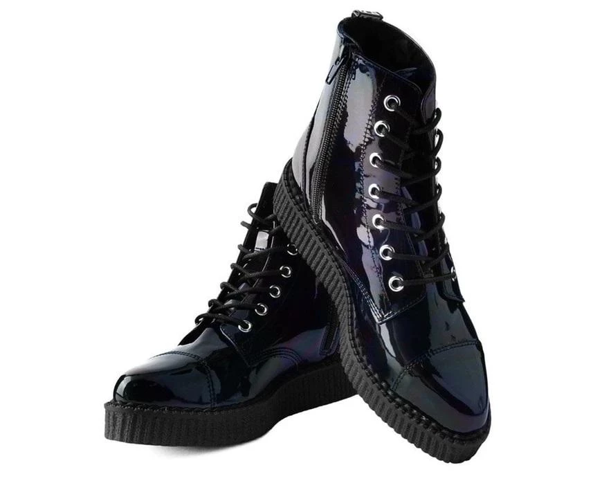 TUK A9502 Black Hologram Pointed Lace Up Boot 3 TUK A9502 Black Hologram Pointed Lace Up Boot