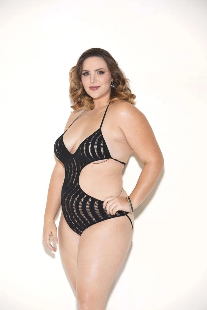 Glitter Knit Halter Teddy With Swirl Pattern Women 2 Glitter Knit Halter Teddy With Swirl Pattern Women