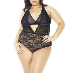 Glitter Halter Lace Teddy