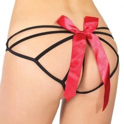 Coquette Pinstripe Multi-Strap Detailing & Bow Panty 7 Coquette Pinstripe Multi-Strap Detailing & Bow Panty