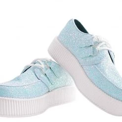 TUK V9312 White Iridescent Glitter Creeper Women