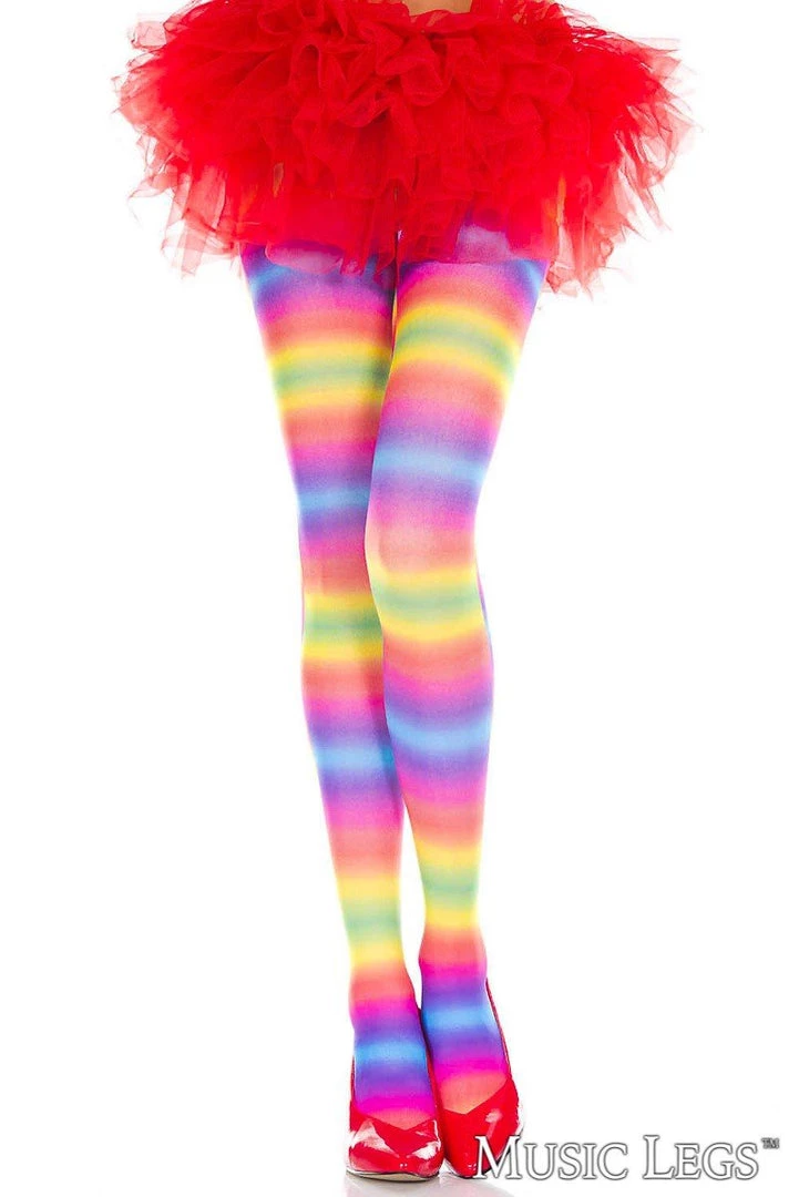 Music Legs Opaque Rainbow Pantyhose 1 Music Legs Opaque Rainbow Pantyhose
