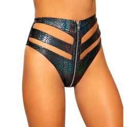 Roma Women Snake Skin Front Zipper Shorts