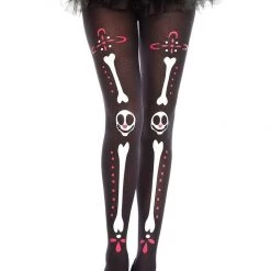 Music Legs Smiley Bone Face Pantyhose