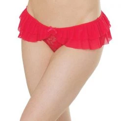 Coquette Crotchless Panty With Ruffle Detail Christmas