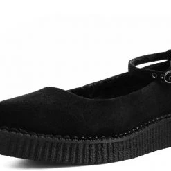 TUK A9416L Black Pointed Ballet Ankle Strap Creeper