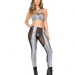 Roma Snakeskin Keyhole Crop Top Women