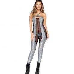 Roma Sheer & Snakeskin Catsuit Women