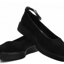 TUK A9416L Black Pointed Ballet Ankle Strap Creeper