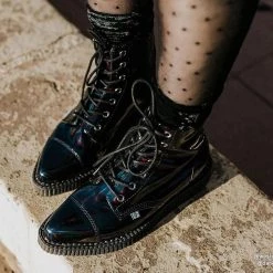 TUK A9502 Black Hologram Pointed Lace Up Boot 17 TUK A9502 Black Hologram Pointed Lace Up Boot