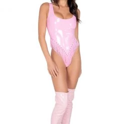 Roma Women Studded Vinyl Fringe Romper