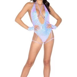 Roma 2PC Low Plunge Sequin Romper Women