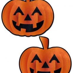Pumpkin Pastease®: Orange With Black Pumpkin Face Nipple Pasties