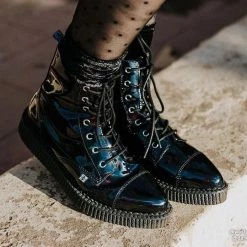 TUK A9502 Black Hologram Pointed Lace Up Boot 18 TUK A9502 Black Hologram Pointed Lace Up Boot