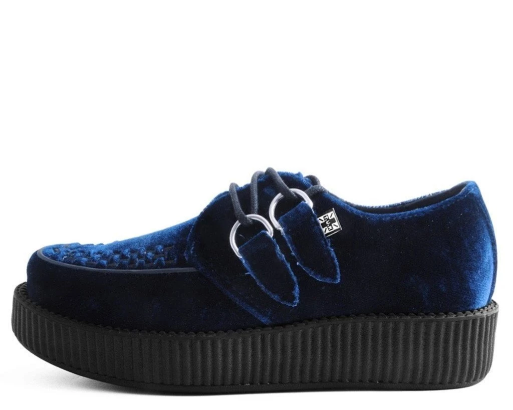 Women TUK V9269 Midnight Blue Velvet Creeper 3 Women TUK V9269 Midnight Blue Velvet Creeper