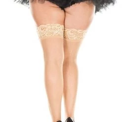 Music Legs Lace Top Backseam Sheer Thigh Hi Christmas