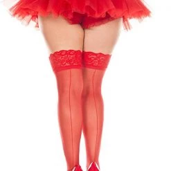 Music Legs Lace Top Backseam Sheer Thigh Hi Christmas