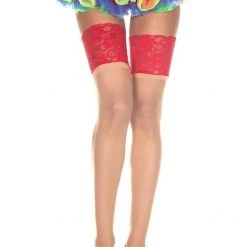 Music Legs Wide Contrast Lace Sheer Thigh Hi