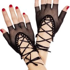 Music Legs Lace Up Wrist Length Fingerless Warmer