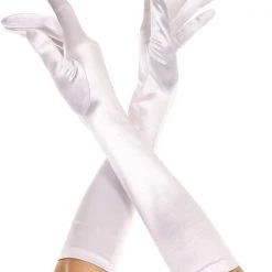 Music Legs Elbow Length Satin Gloves 9 Music Legs Elbow Length Satin Gloves