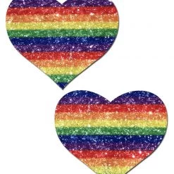 Pastease Halloween Love: Glittering Double Rainbow Heart Nipple Pasties