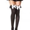 Music Legs Christmas Ruffle Satin Bow Thigh Hi