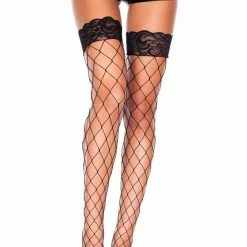 Music Legs Christmas Lace Top Fishnet Thigh Hi