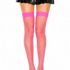 Music Legs Stretch Fishnet Thigh Hi Christmas
