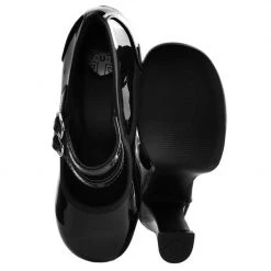 Women TUK A9448L Black Patent Double Strap Classic Platform Heel