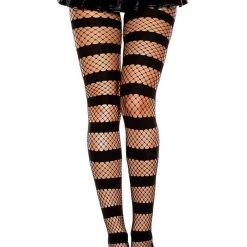 Music Legs Striped Fishnet Pantyhose