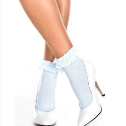 Music Legs Ruffle Ankle Hi Christmas