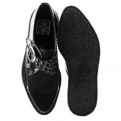 TUK A9511 Black Hologram Faux Hair Pointed Buckle Creeper