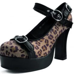 TUK A9447L Black & Leopard Classic Platform Heel