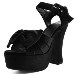 TUK A9438L Black Velvet Bow Spice Platform Heel Women