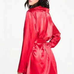 Music Legs Lingerie Long Sleeve Satin Robe
