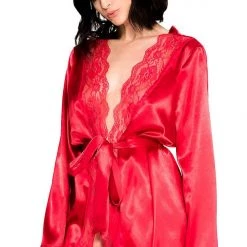 Music Legs Lingerie Long Sleeve Satin Robe