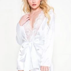 Music Legs Lingerie Long Sleeve Satin Robe