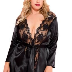 Music Legs Lingerie Long Sleeve Satin Robe