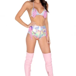 Roma Fringe Shiny Bikini Top Women