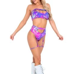 Roma Women Tie-Dye Keyhole Tube Top 6 Roma Women Tie-Dye Keyhole Tube Top