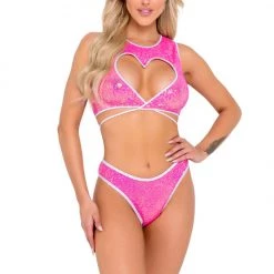 Roma Women Sequin Top With Heart Cutout