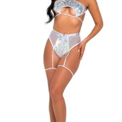 Roma Women Iridescent Vinyl Cutout Tie-Top