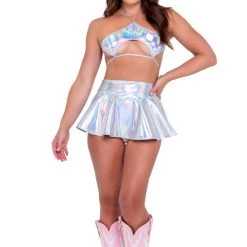 Roma Holographic Flared Skirt Women