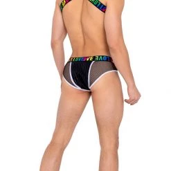Roma Women Mens Briefs With Fishnet Panel