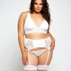 ICollection Lace & Mesh Garter Belt With Gold Sliders Christmas