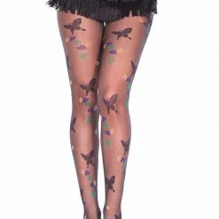 Music Legs Hosiery Butterfly Print Pantyhose
