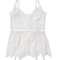 Coquette Eyelash Lace & Powernet Peplum Bustier Lingerie